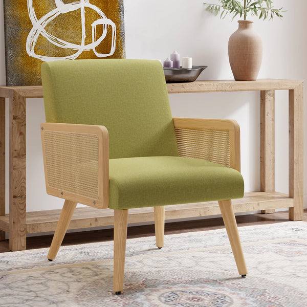 Rattan Arm Chair,Accent Chair for Living Room, Modern Dining Chair for Kitchen, Lounge Chair Indoor for Reading Room