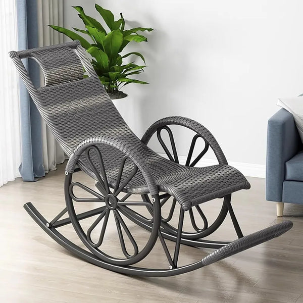 Sturdy Rattan Rocking Chair,Outdoor Recliner Heavy Duty Lawn,Indoor Rocking Chair Nursing Chair,Accent Armchair for for Living R