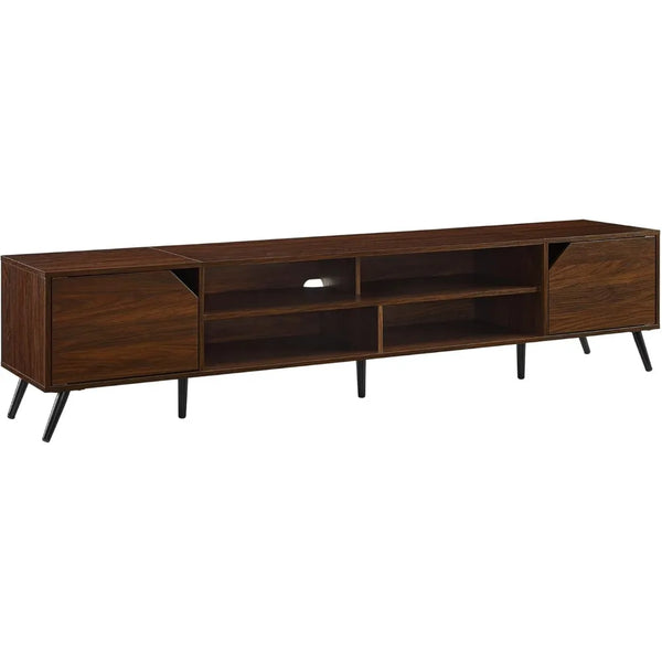 Modern Minimal Open-Shelf TV Stand for TVs up to 90 Inches, 80 Inch, Dark Walnut