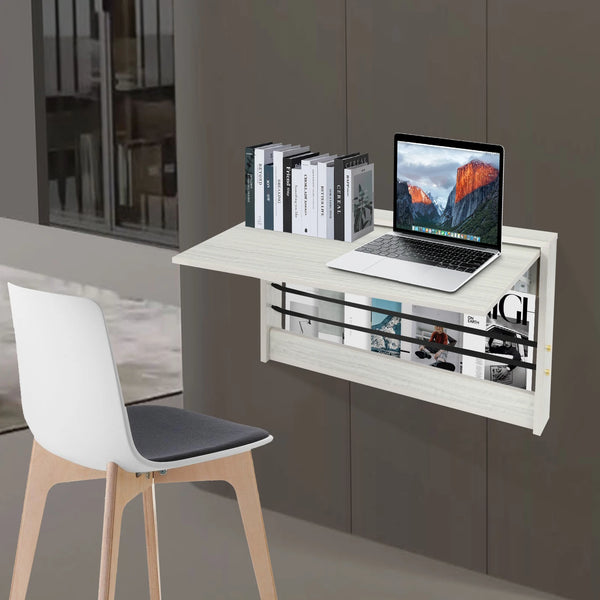 Floating Shelves, Wall-Mounted Folding Desk, 23.613in Desktop, Waterproof MDF, Ideal for Home Office or Workstation